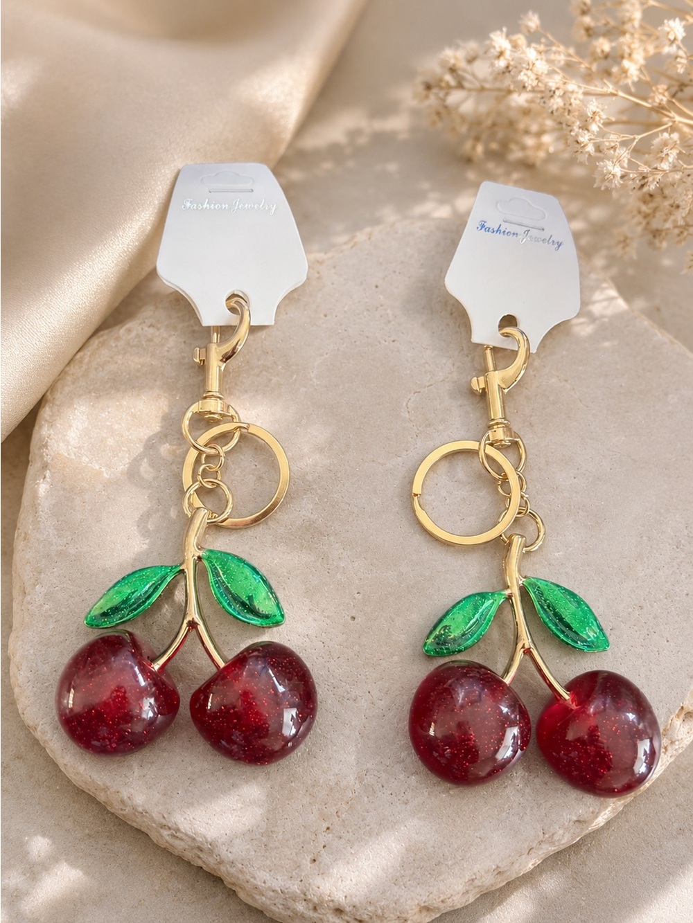 2 Red Cherry Charms